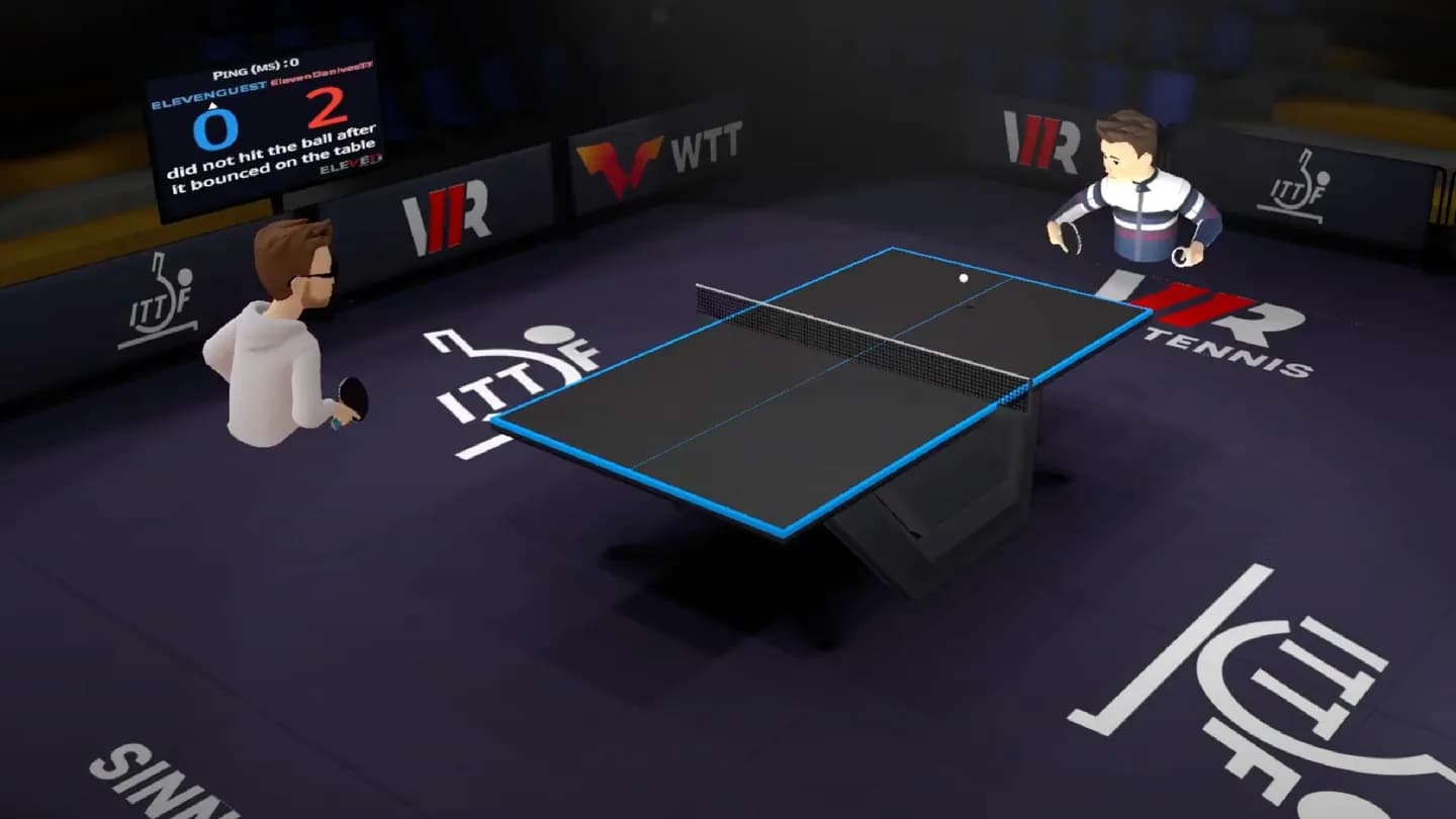 Игровой процесс VR-игры Eleven Table Tennis при прокате шлемов виртуальной реальности в ProstoVR.