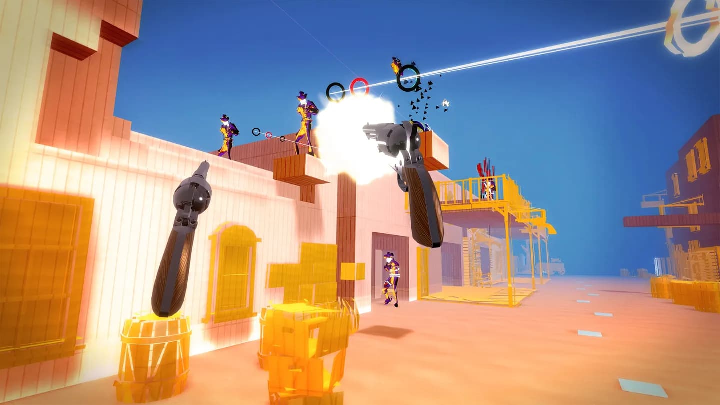 Обзор игрового процесса VR-игры Pistol Whip при аренде очков виртуальной реальности в ProstoVR.