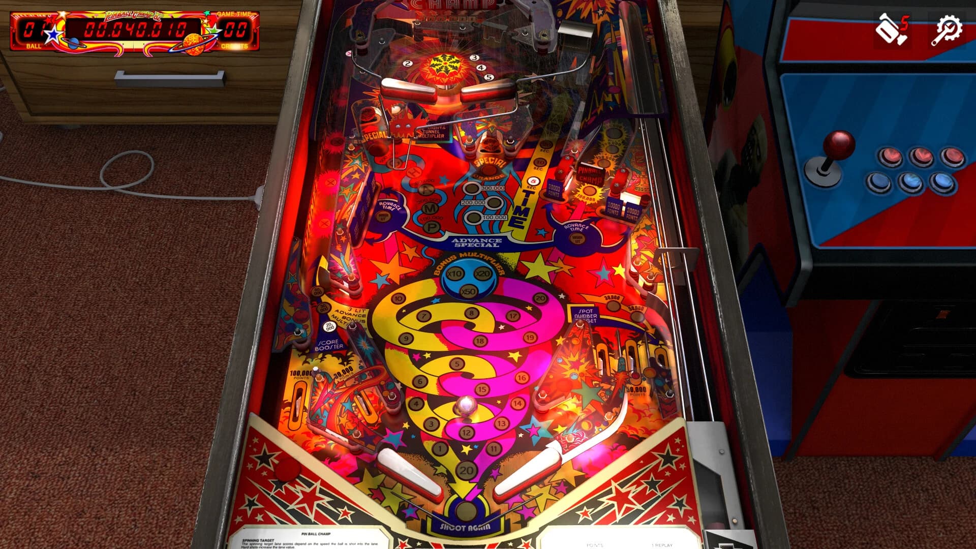 Обзор игрового процесса VR-игры Zaccaria Pinball при аренде очков виртуальной реальности в ProstoVR.