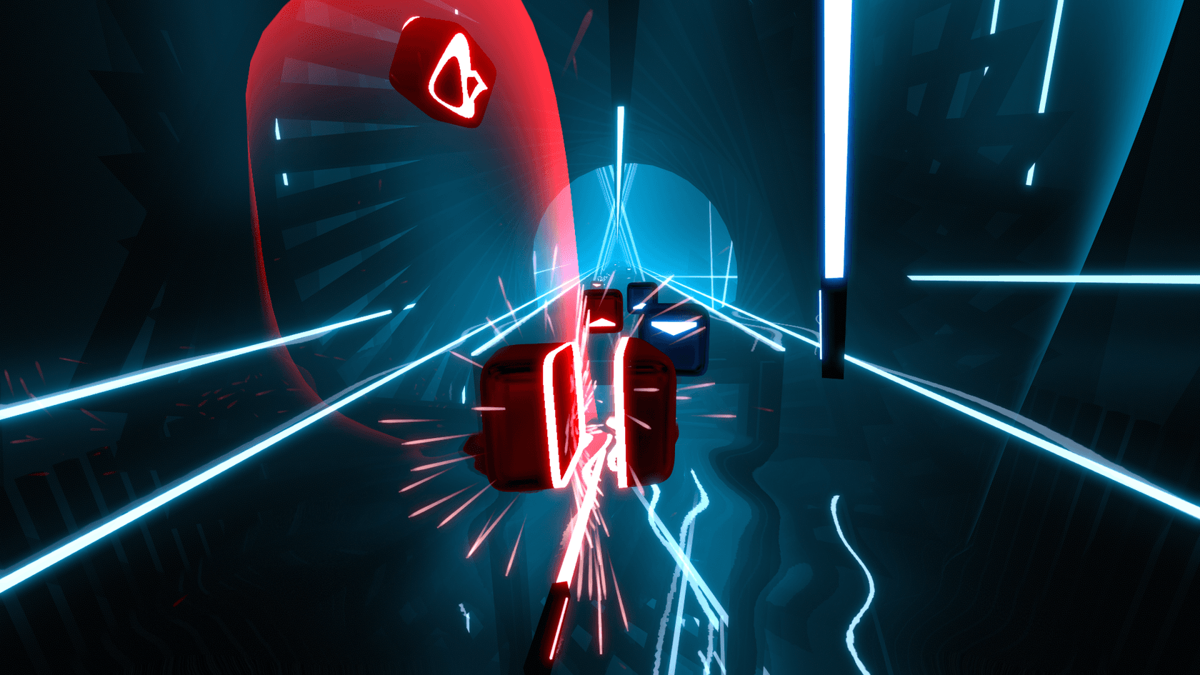 Игровой процесс VR-игры Beat Saber при прокате шлемов виртуальной реальности в ProstoVR.