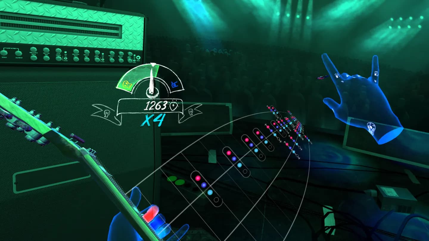 Графика и игровой процесс VR-игры Unplugged: Air Guitar при аренде VR-шлема в ProstoVR.