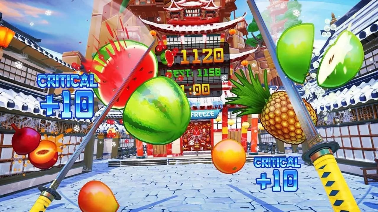 Графика и игровой процесс VR-игры Fruit Ninja VR при аренде VR-шлема в ProstoVR.