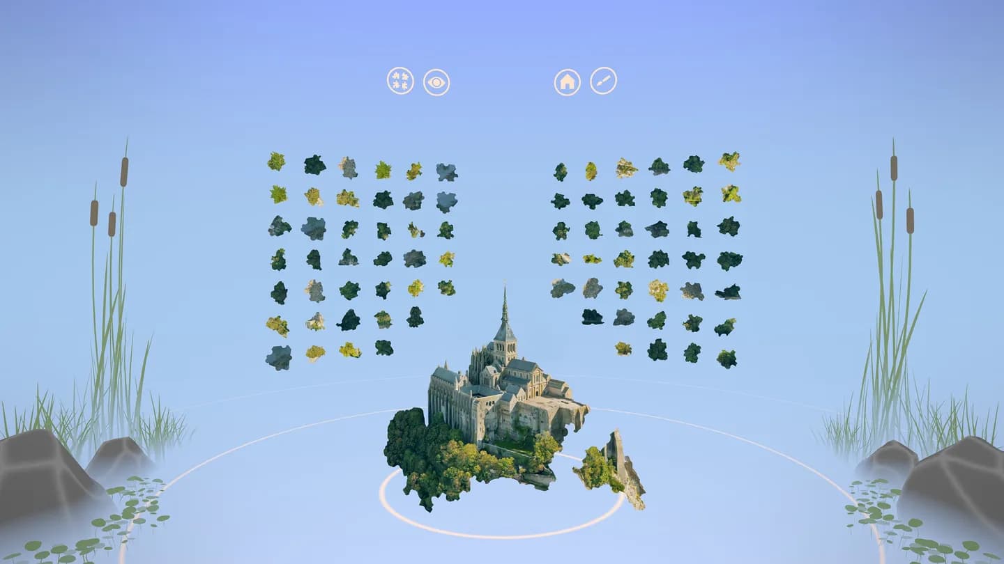 Игровой процесс VR-игры Puzzling Places при прокате шлемов виртуальной реальности в ProstoVR.