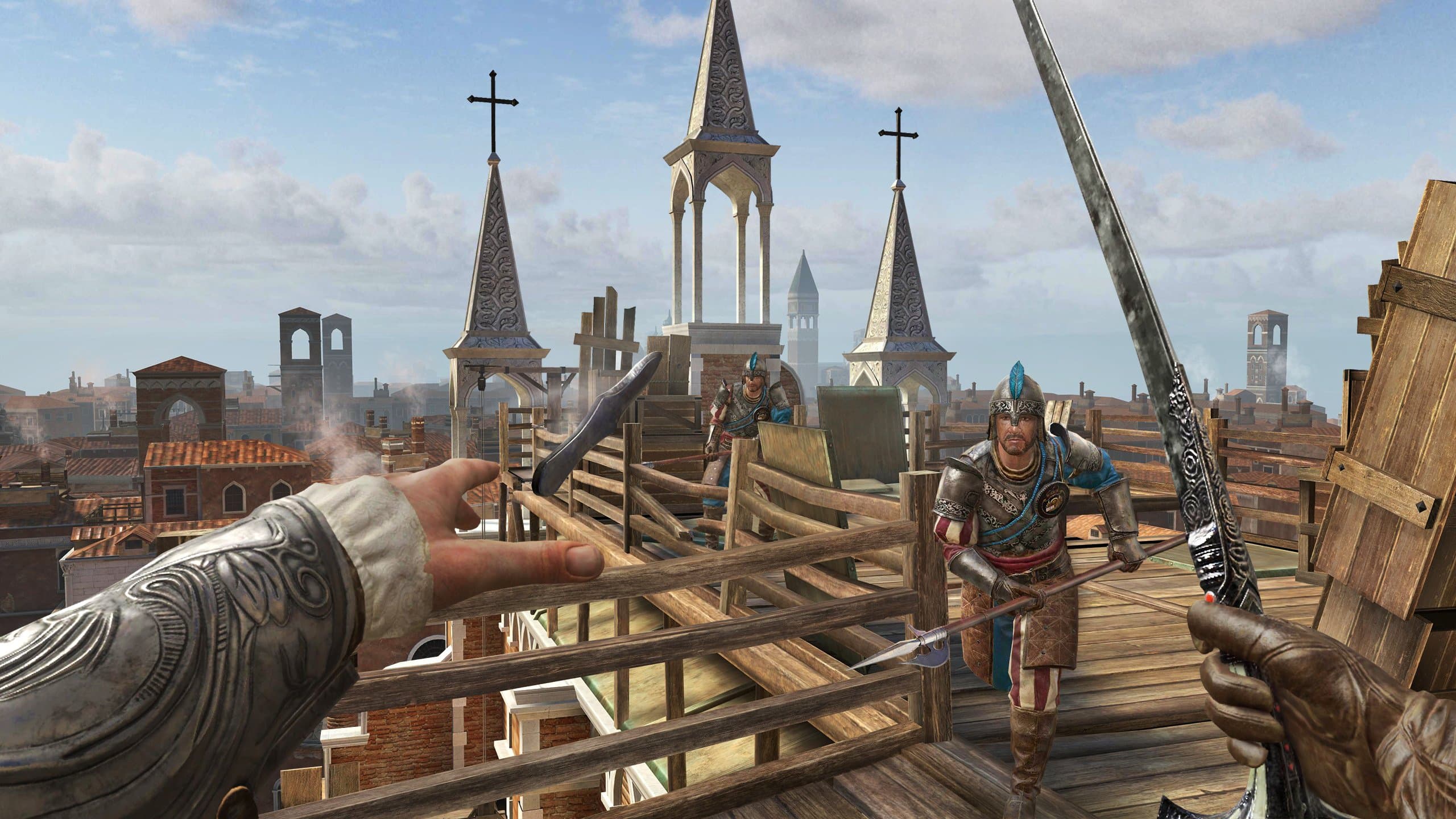 Игровой процесс VR-игры Assassin's Creed Nexus при прокате шлемов виртуальной реальности в ProstoVR.