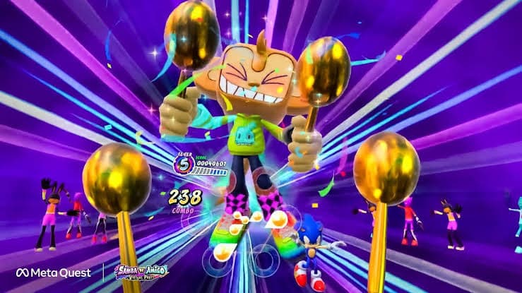 Игровой процесс VR-игры Samba de Amigo: Virtual Party при прокате шлемов виртуальной реальности в ProstoVR.