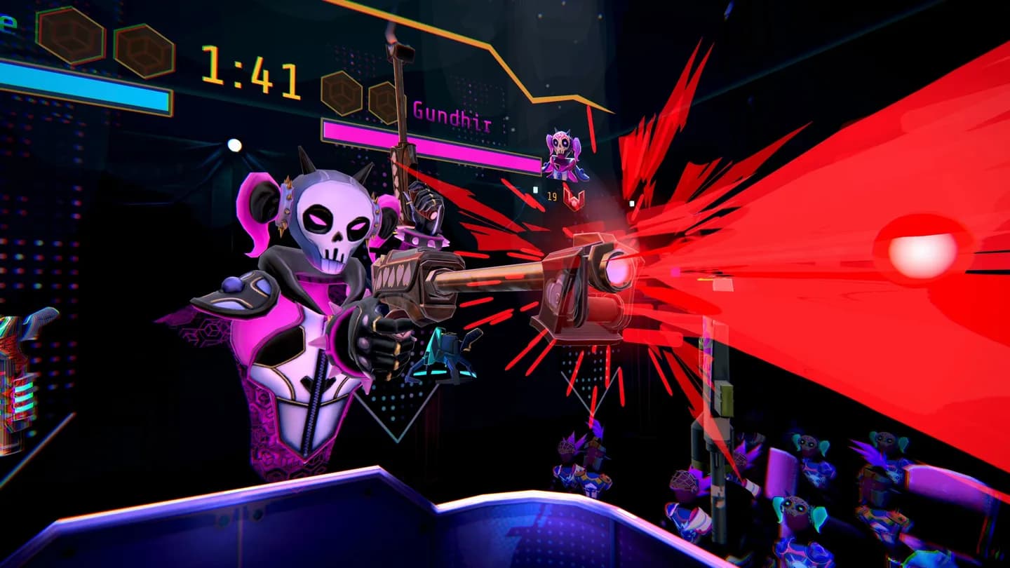 Обзор игрового процесса VR-игры Blaston при аренде очков виртуальной реальности в ProstoVR.
