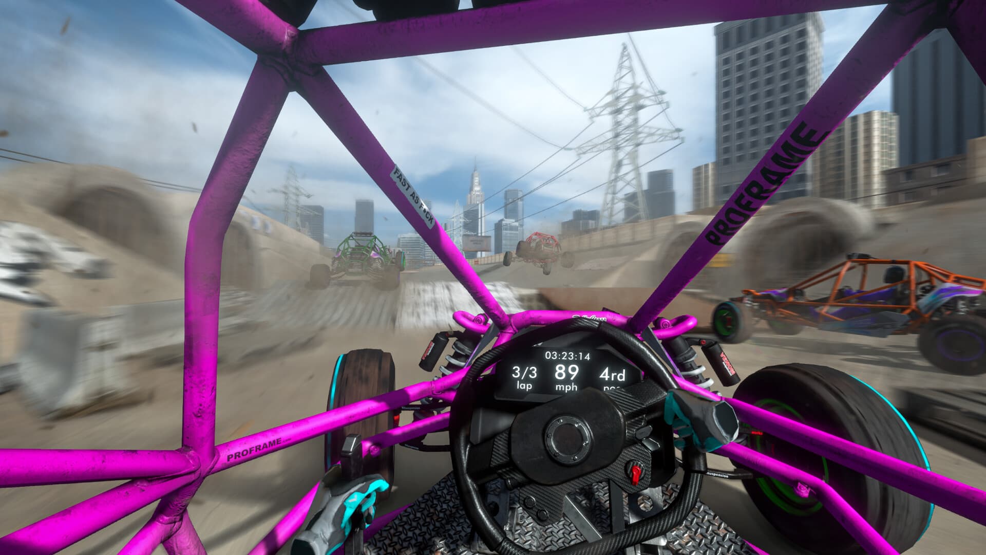 Игровой процесс VR-игры EXOcars при прокате шлемов виртуальной реальности в ProstoVR.