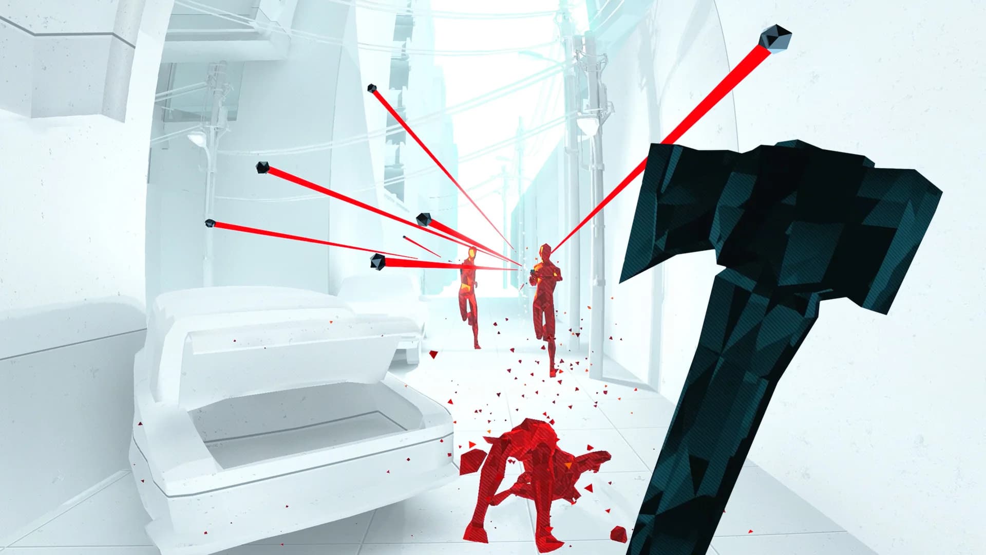 Игровой процесс VR-игры Superhot VR при прокате шлемов виртуальной реальности в ProstoVR.